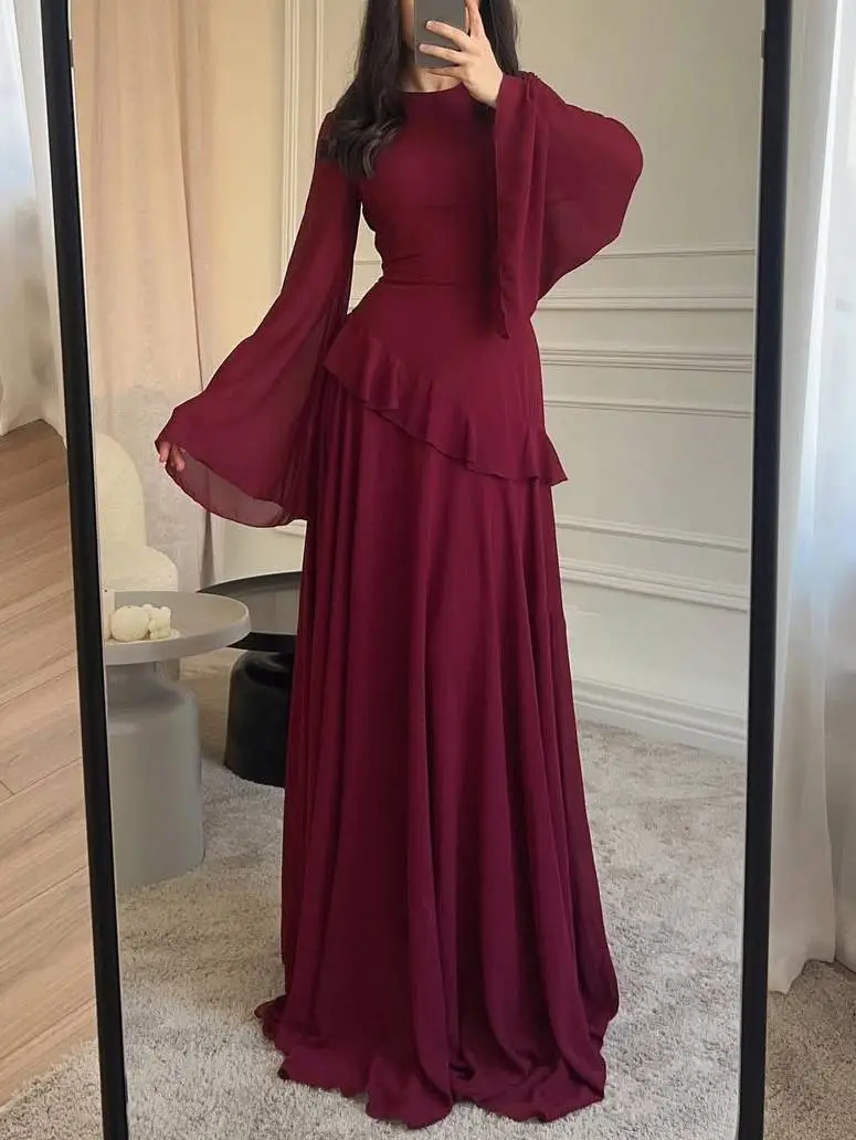 Ruffle Sleeve Maxi Dress