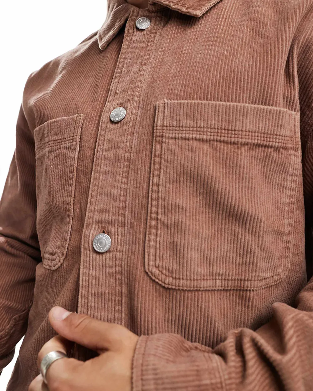 Cord Shirt Jacket In Rust