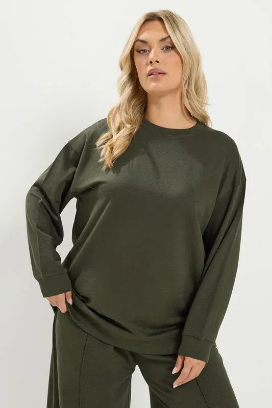 Khaki Green Crew Neck Sweatshirt