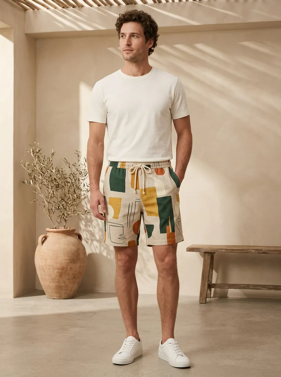 Men's Artful Geometric Abstract Art Printed Shorts