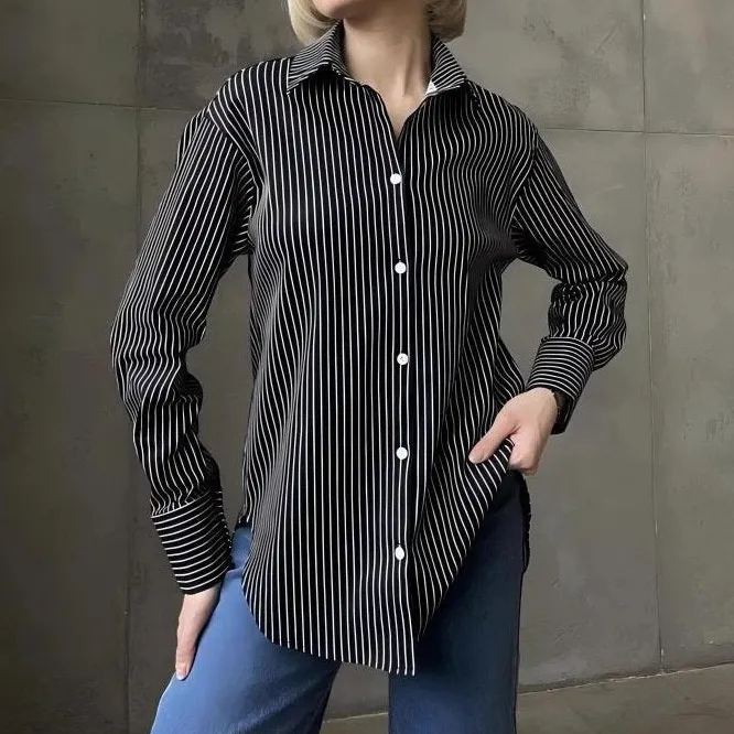 Tailored Long Sleeve Striped Casual Shirt