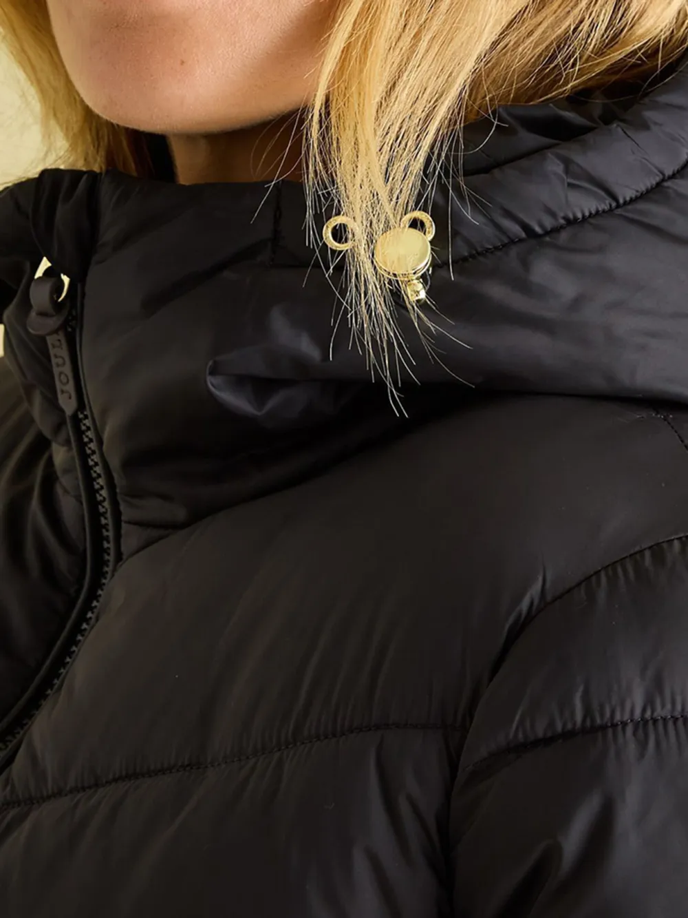 Black Mid Length Showerproof Padded Coat