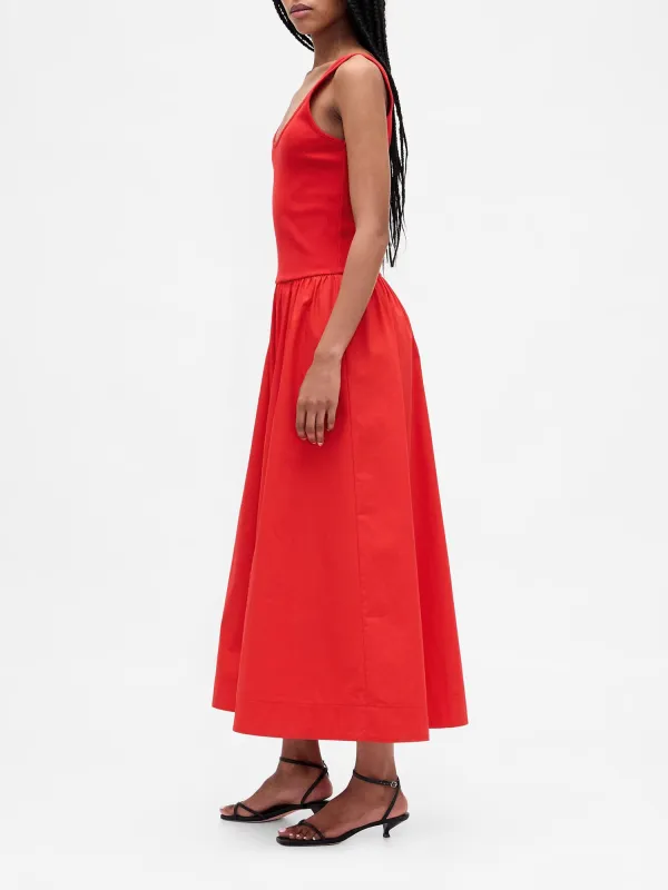 Round Neck Low Waist Dress