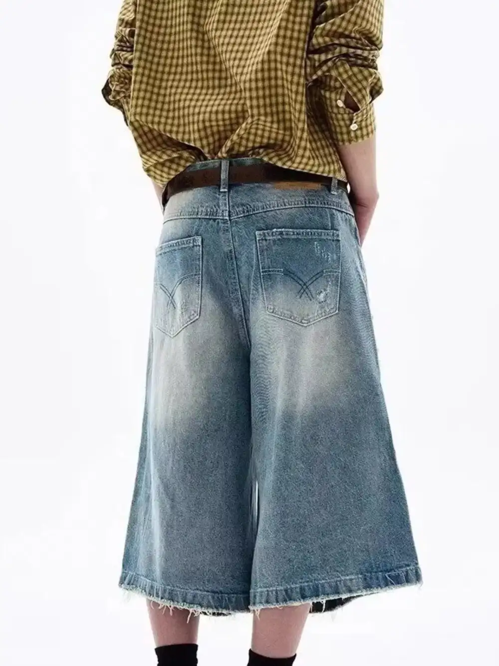 Refined Men's Full Size Distressed Wide Leg Denim Shorts