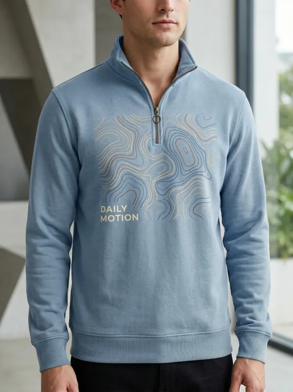 Casual Half-Zip Topographic Men's Half-Zip Sweatshirt