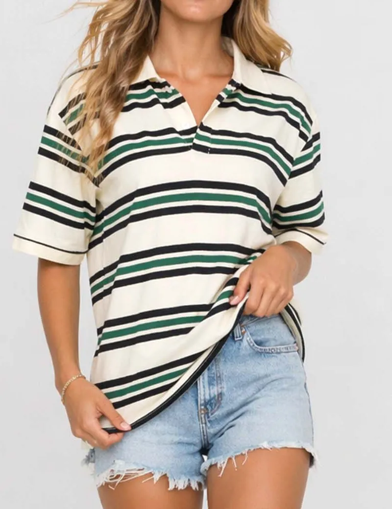 Polo Collar Short Sleeves T-shirt Top