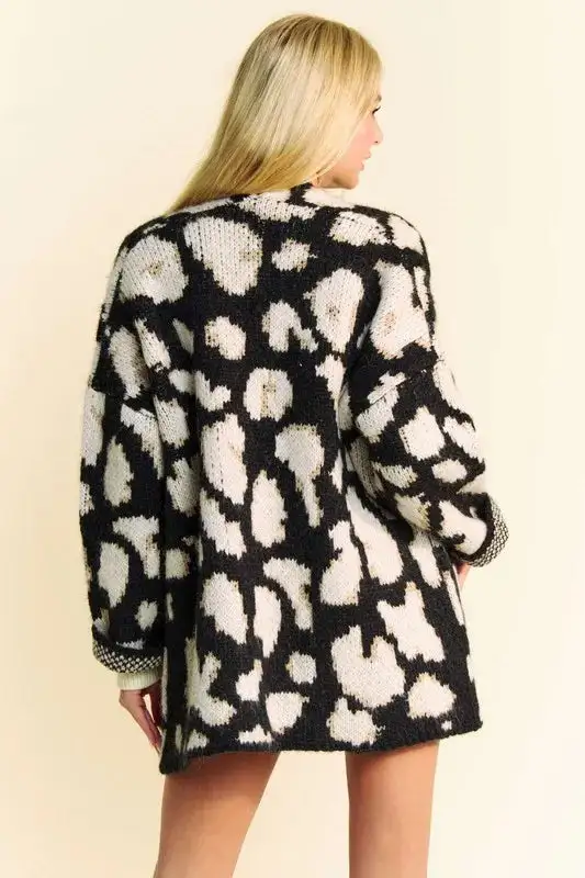 Long Sleeve Open Front Pocket Detail Knit Cardigan