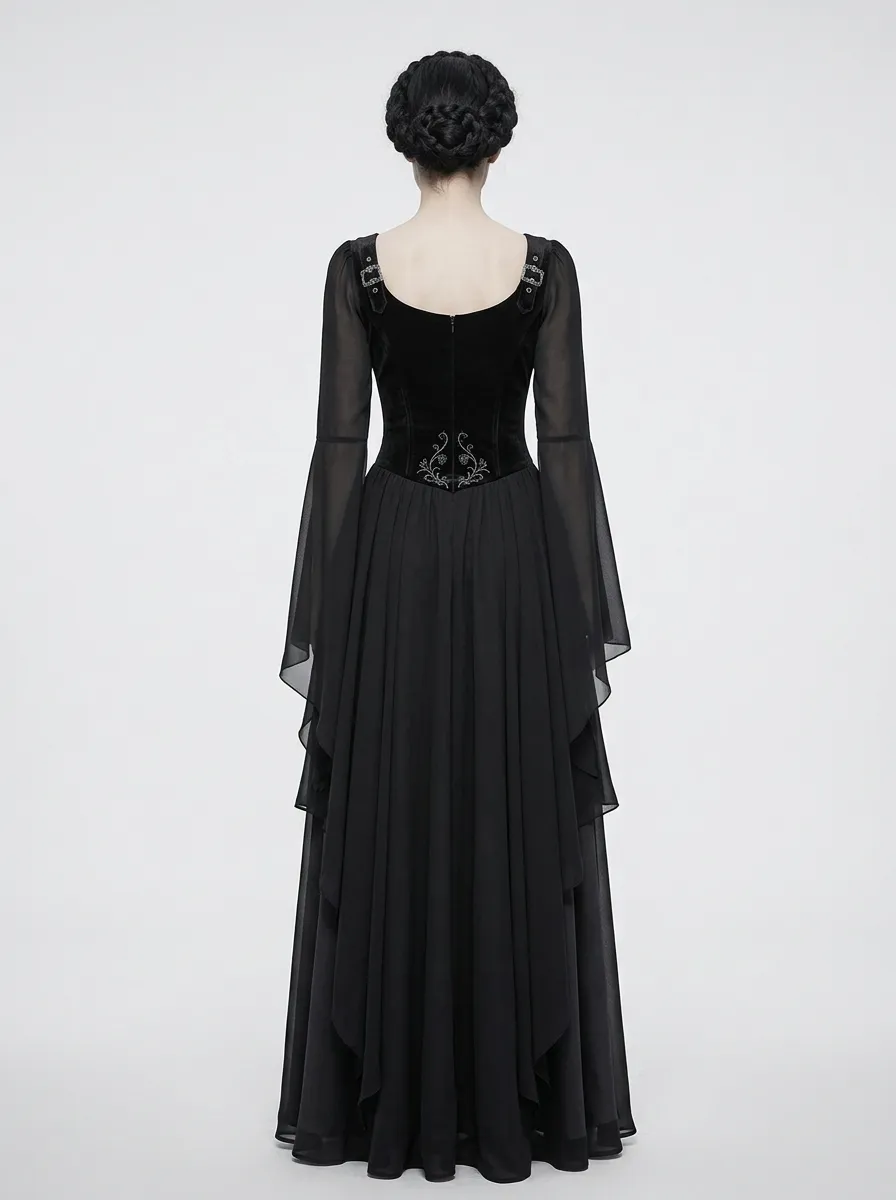 Victorian-Inspired Floral Victorian Embroidered Design Women's Gothic Dress
