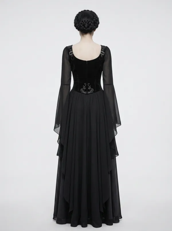 Victorian-Inspired Floral Victorian Embroidered Design Women's Gothic Dress