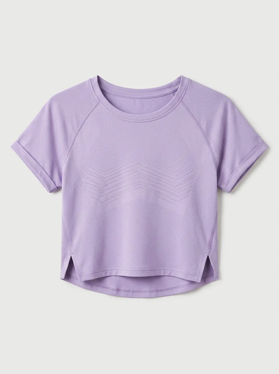Women's Fitness Gym Lover Purple Chevron Pattern Printed Crop Top