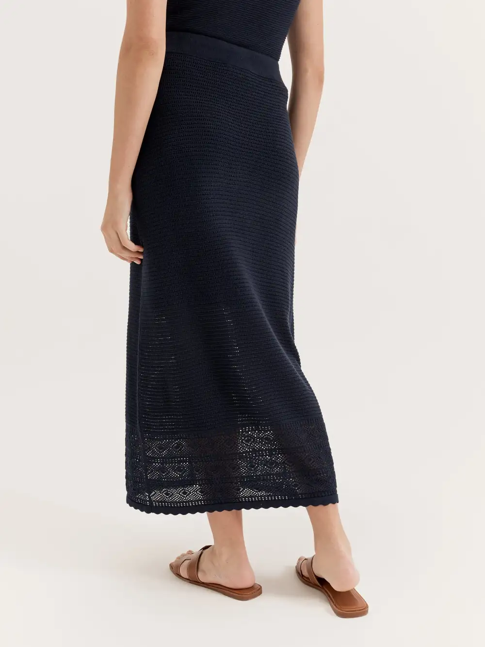 Black High-Rise Hollow Lace Maxi Skirts