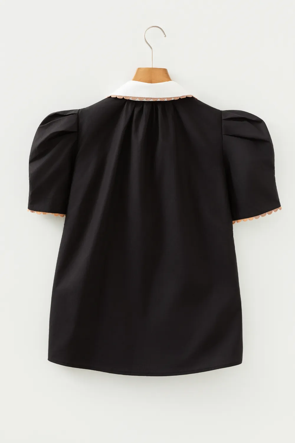 Black Ricrac Trim Block Patchwork Blouse