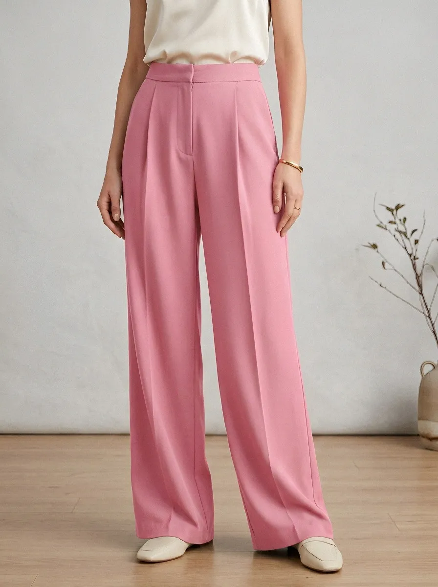 Pleated Women's Wide-Leg Trousers