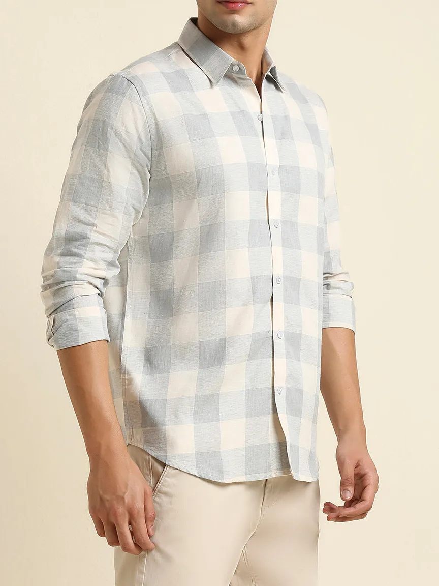Everyday Checked Slim Fit Linen Men's Formal Shirt