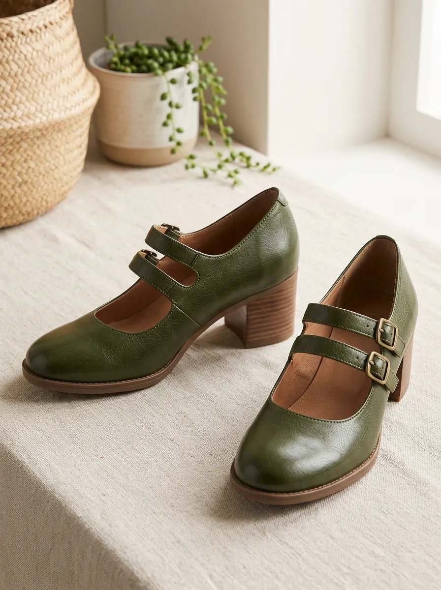 Women's Vintage Double-Buckle Mary Janes