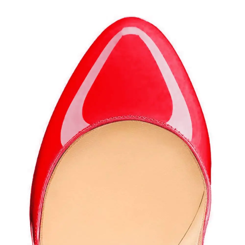 Patent Finish Round Toe Platform Chunky Heel Ankle Strap Pumps