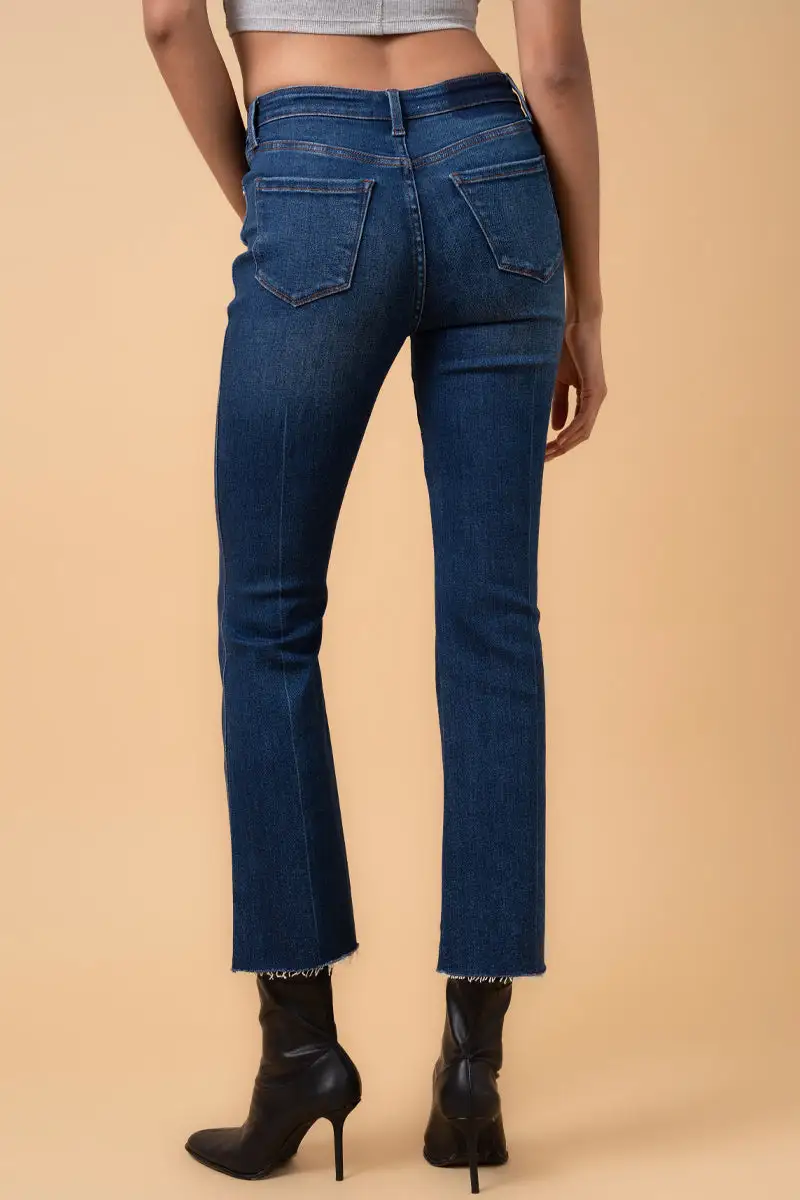 Women's Crossover Step Hem Flare Stretch Denim Jeans