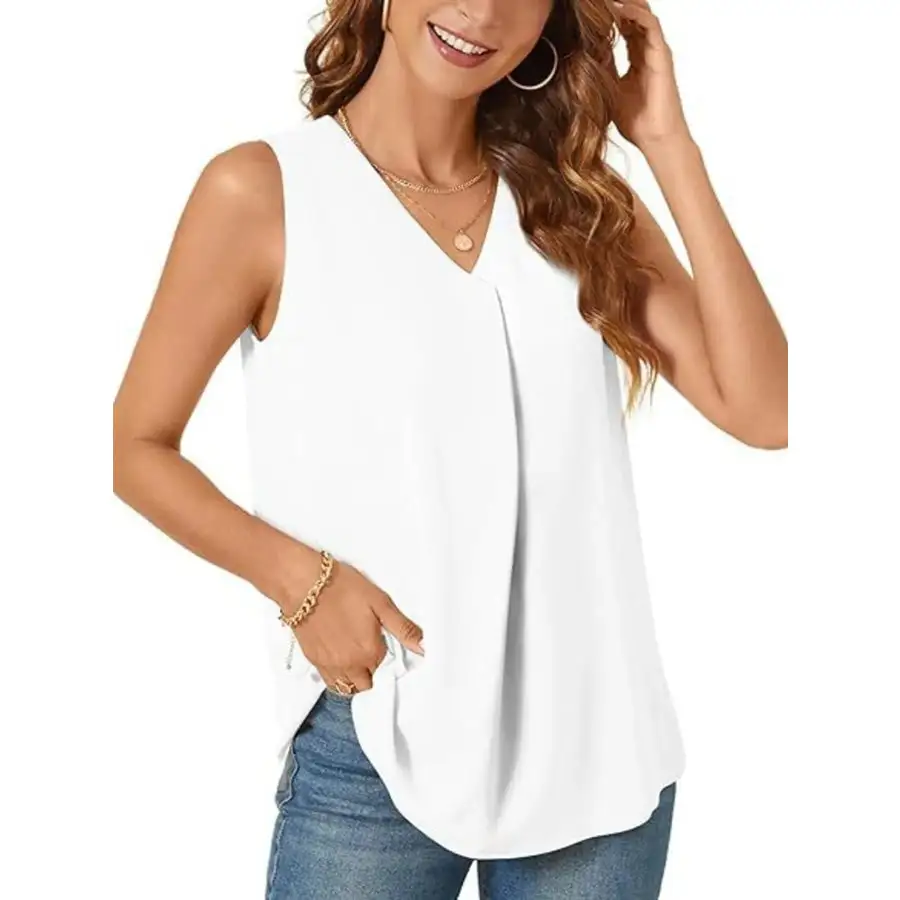 Full Size V Neck Sleeveless Tank Top