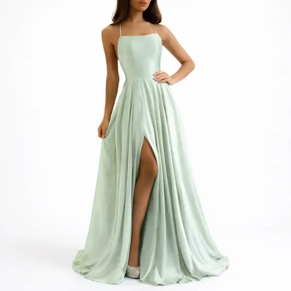 Women's Flowing Satin Formal Maxi Dress