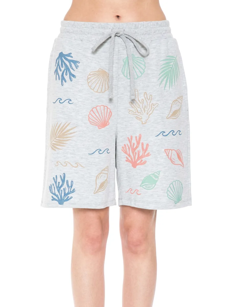 Women's Beach Lover Seashell Coral Palm Printed Shorts