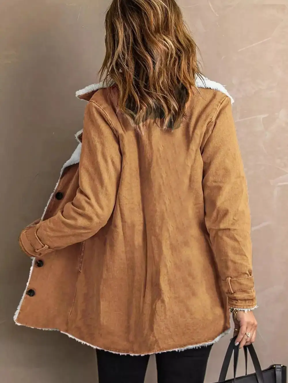 Full Size Sherpa Lined Button Up Outerwear Plus Size
