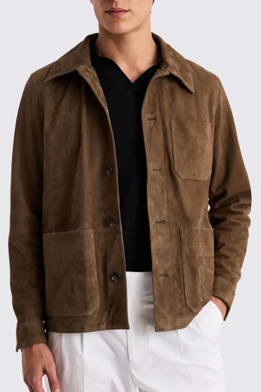 Versatile Trench-Style Suede Jacket In Taupe