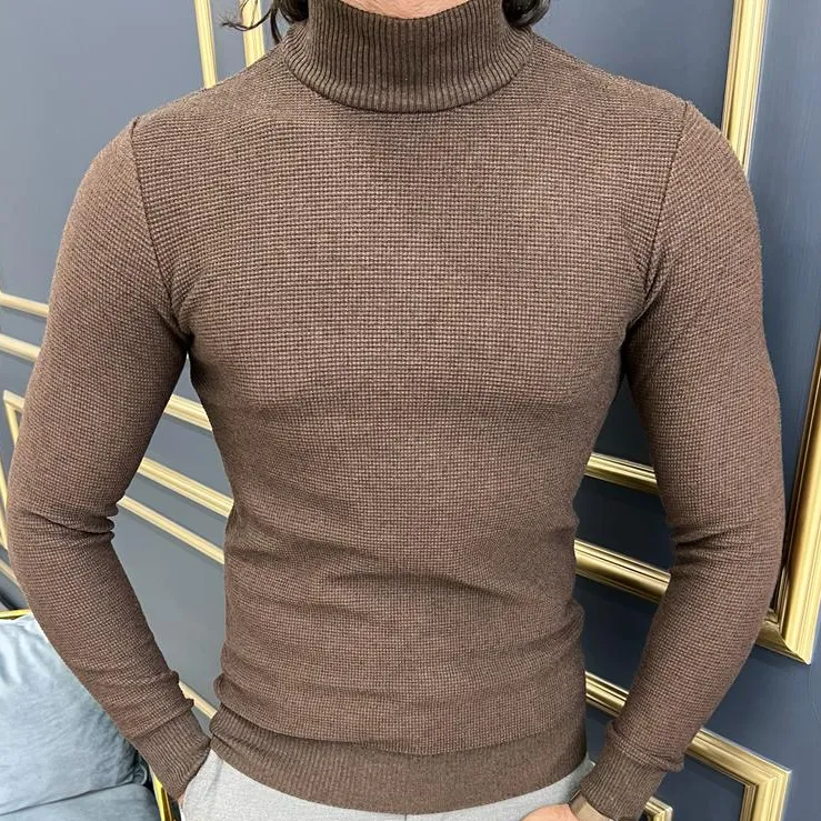 Minimal Slim Fit Cotton Turtleneck Sweater