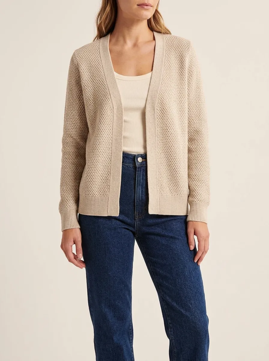 Women's Textured Open-Front Cardigan