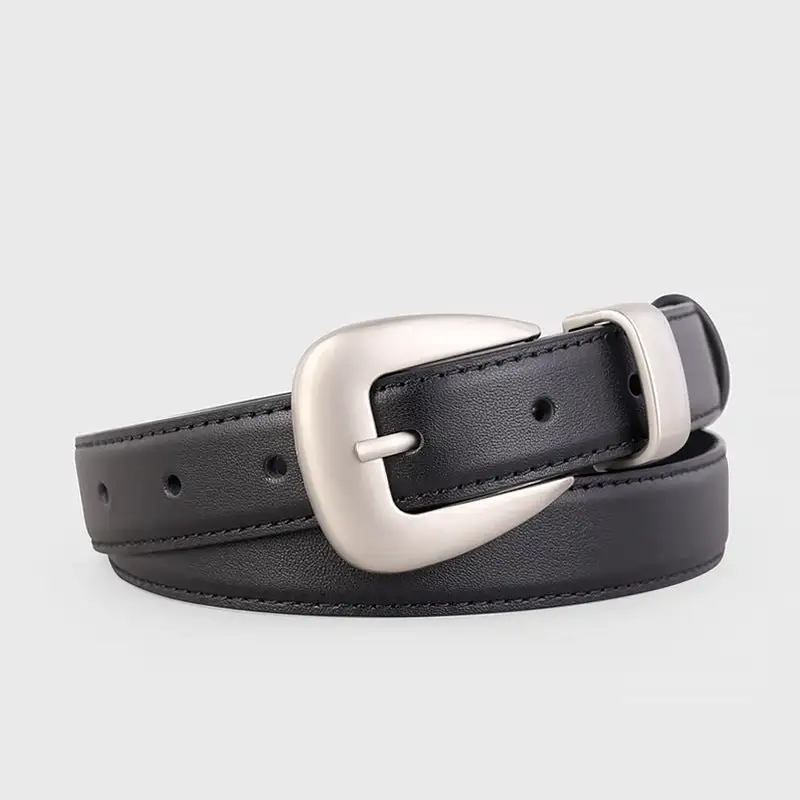 Simple Buckle Skinny Leather Belt