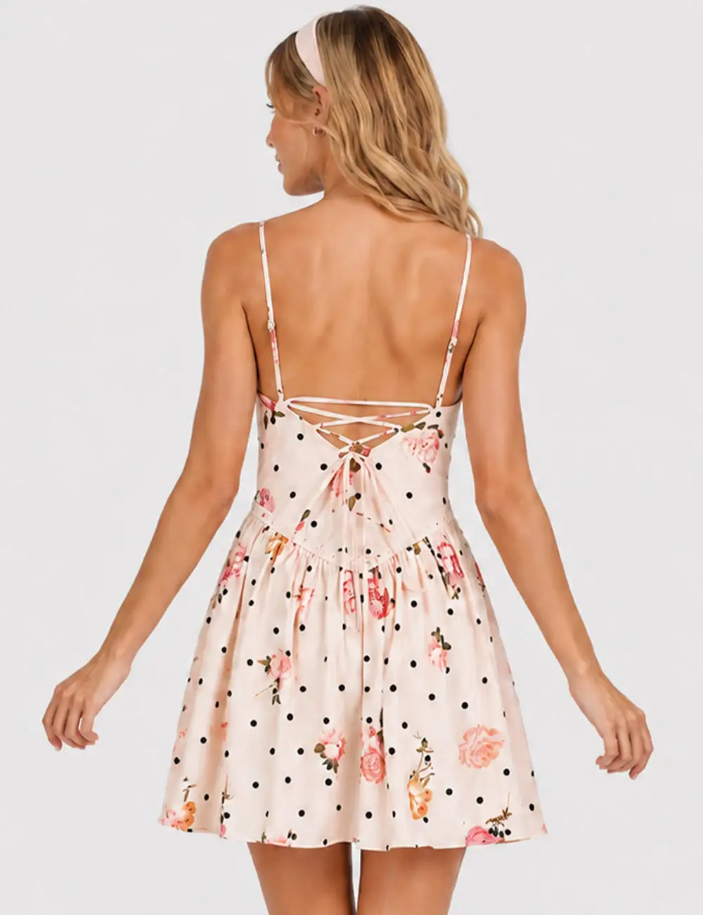 Polka Dot Square Neck Cami Mini Dress
