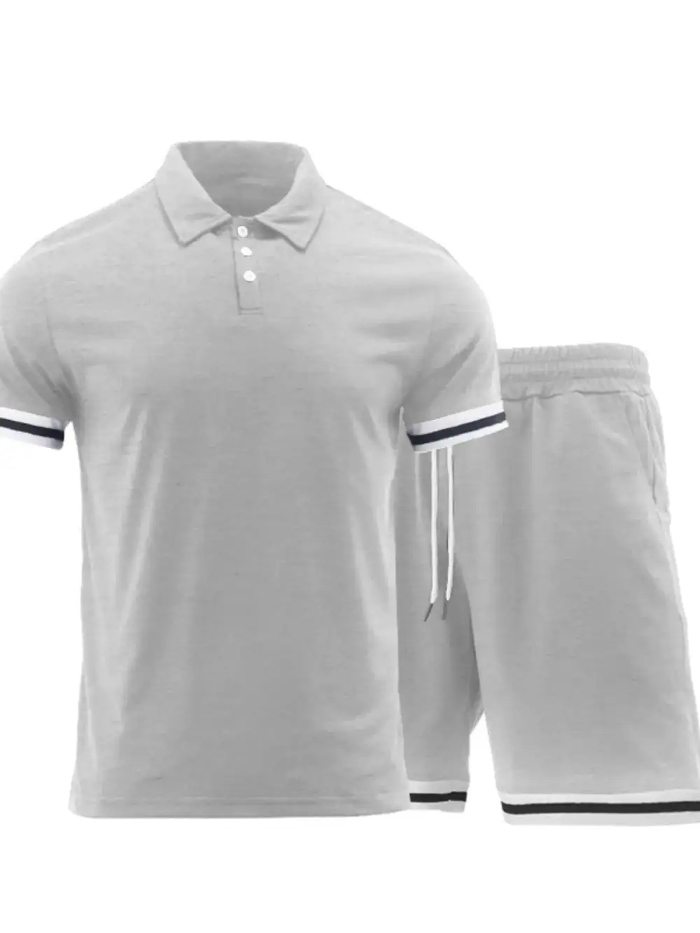 Short Sleeve Button Detail Polo And Shorts Set