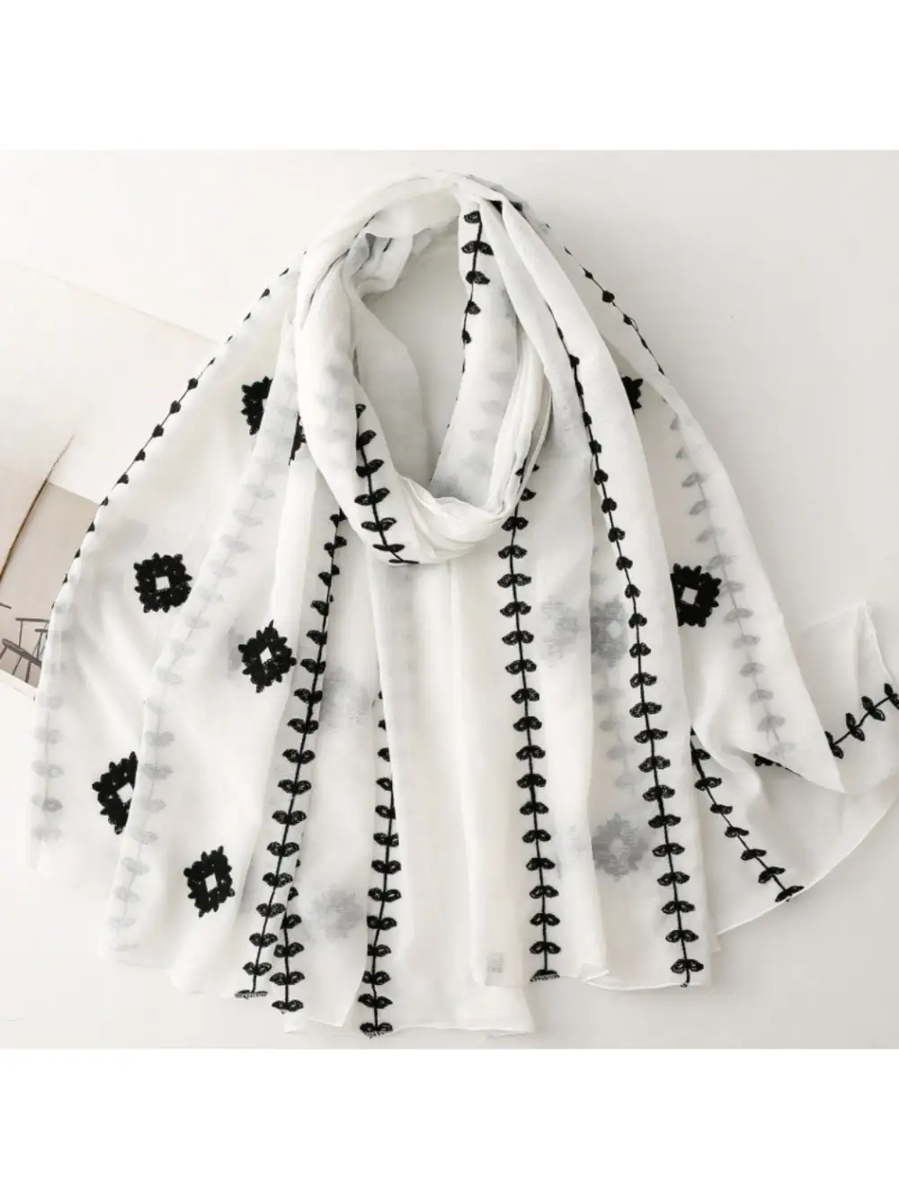 Modern Motif Trim Soft Scarf