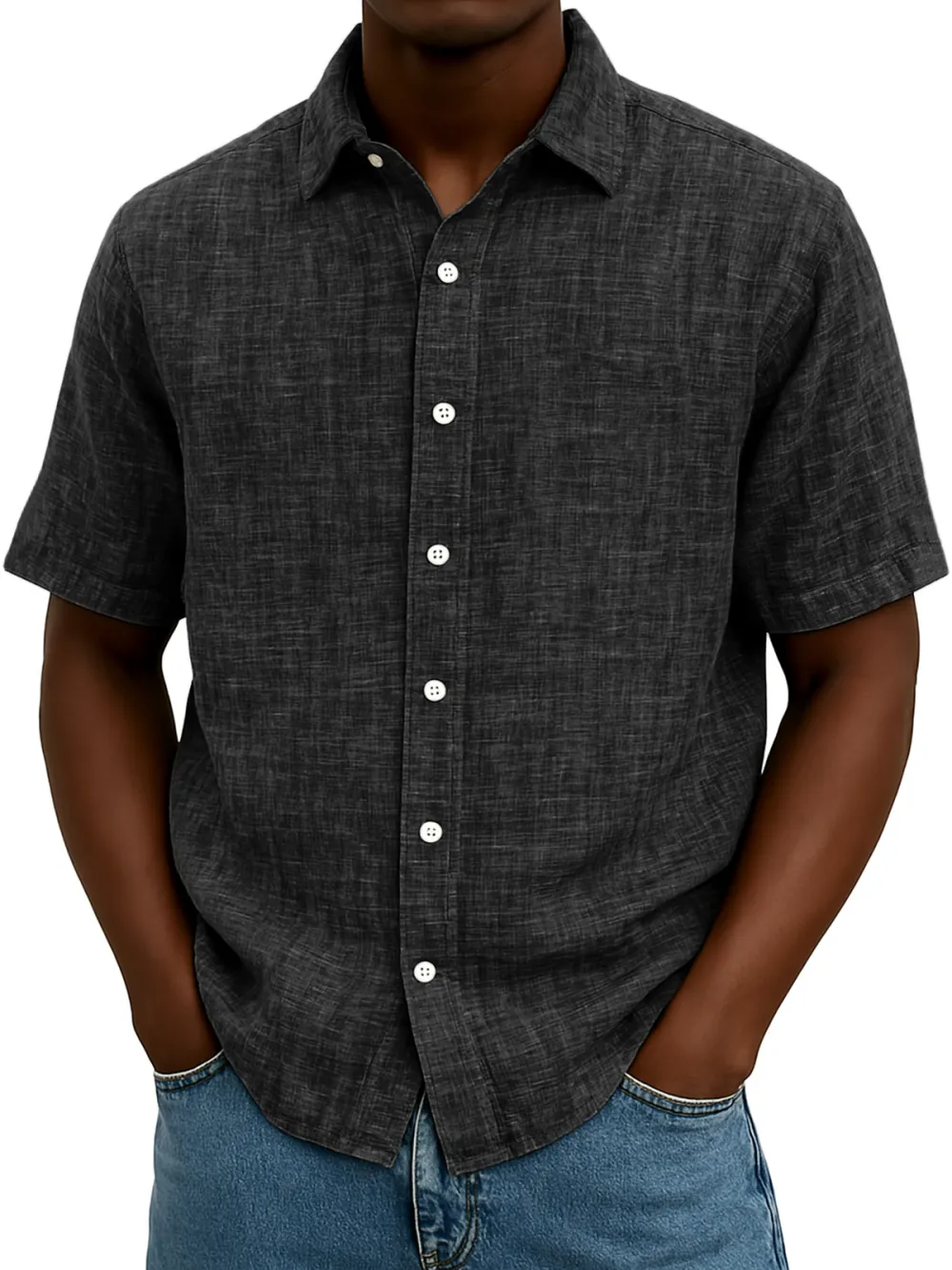 Easy Fit Linen Blend Button Front Shirt