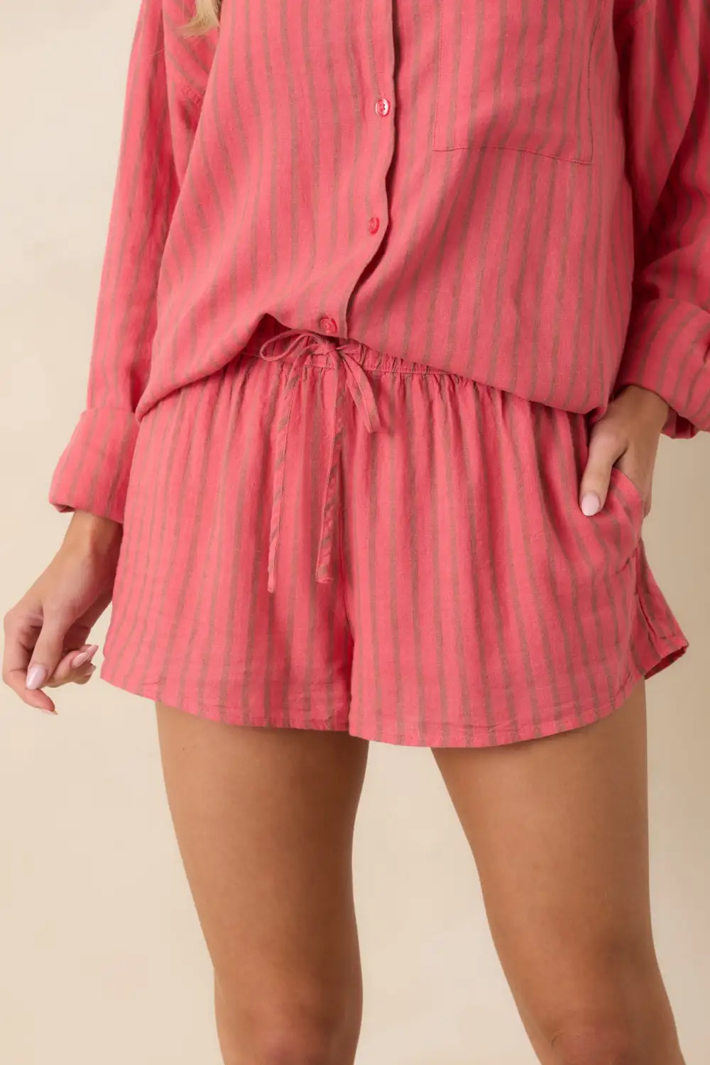 Relaxed-Fit Drawstring Striped Palm Shorts