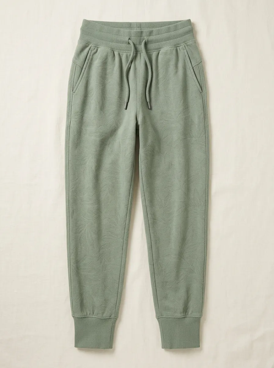 Women's Sage Green Botanical Leaf Printed Joggers