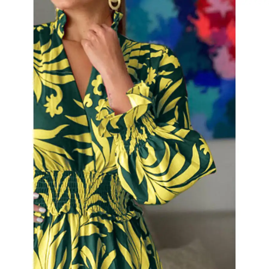 Printed Flounce Sleeve Maxi Dress