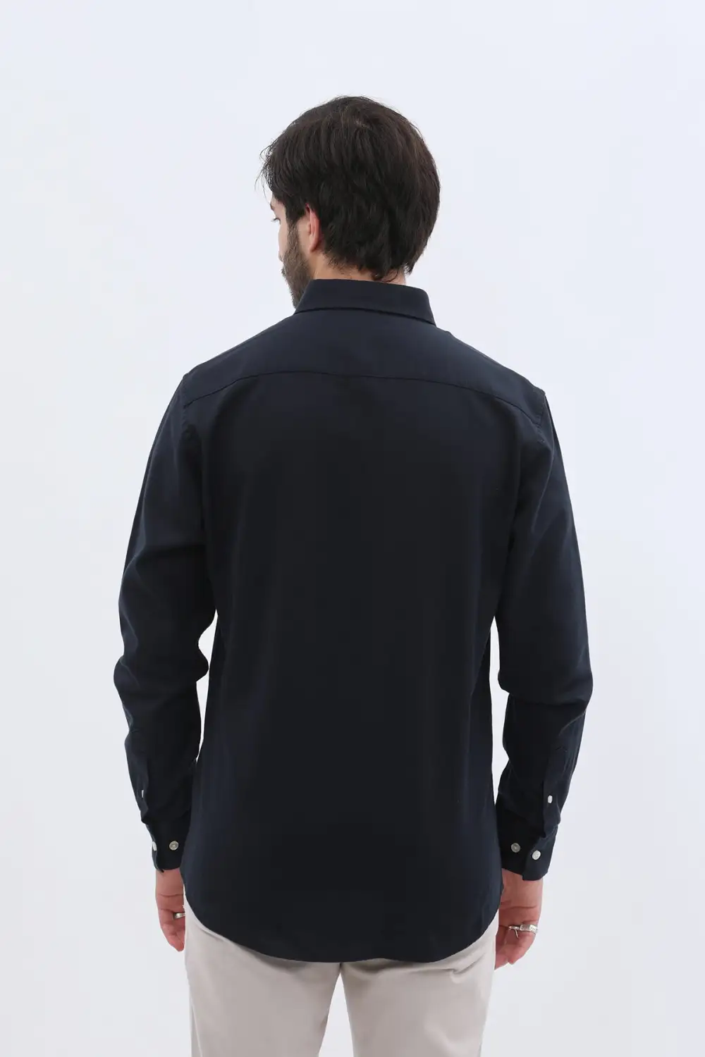 Modern Long Sleeve Cotton Basket Weave Men's Button Down Shirt