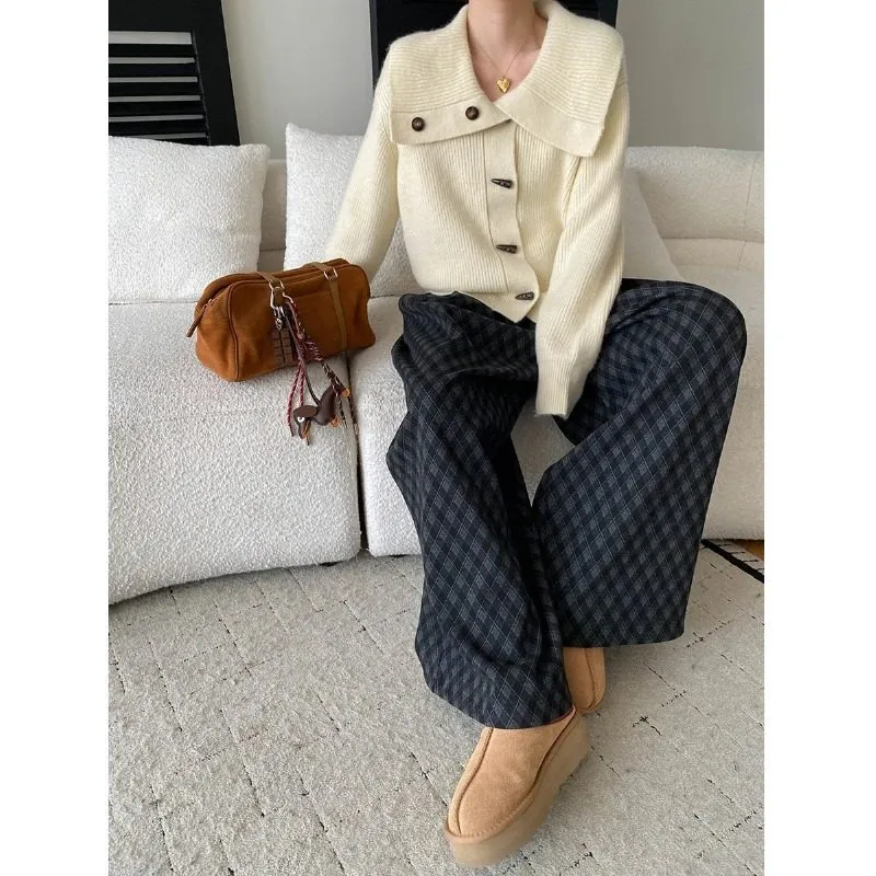 Versatile Vintage Horn Button Cardigan Sweater