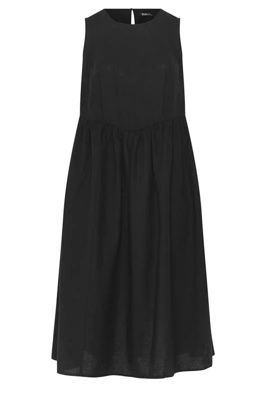 Black Linen Midi Dress detail 4