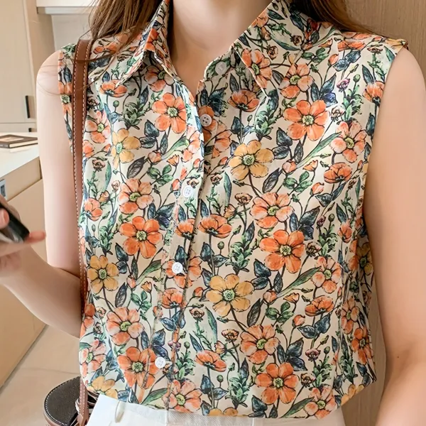 Floral Top With Sleeveless