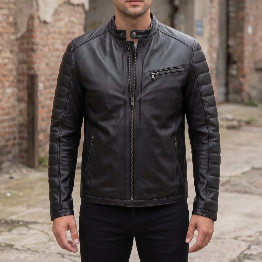 Modern Leather Biker Motorcycle Quilted Jacket