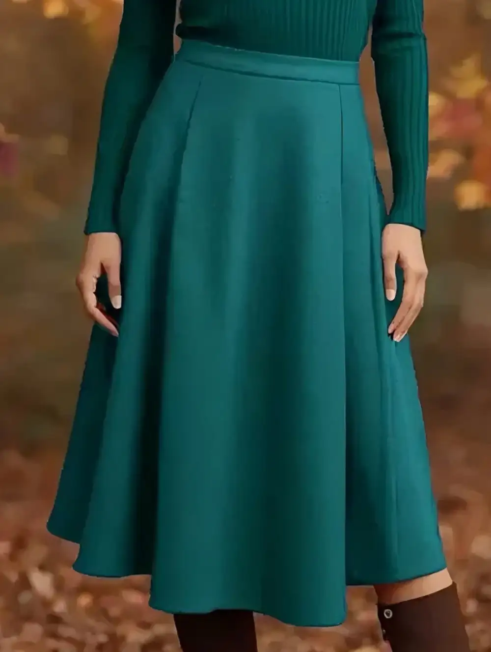 High Waist Pleated Midi Skirt