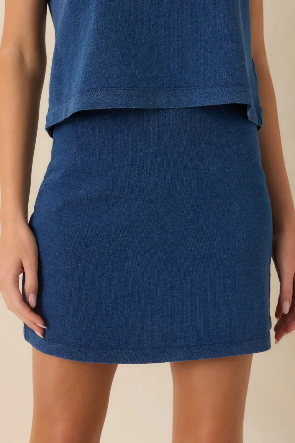 Indigo Cotton Jersey Mini Skirt