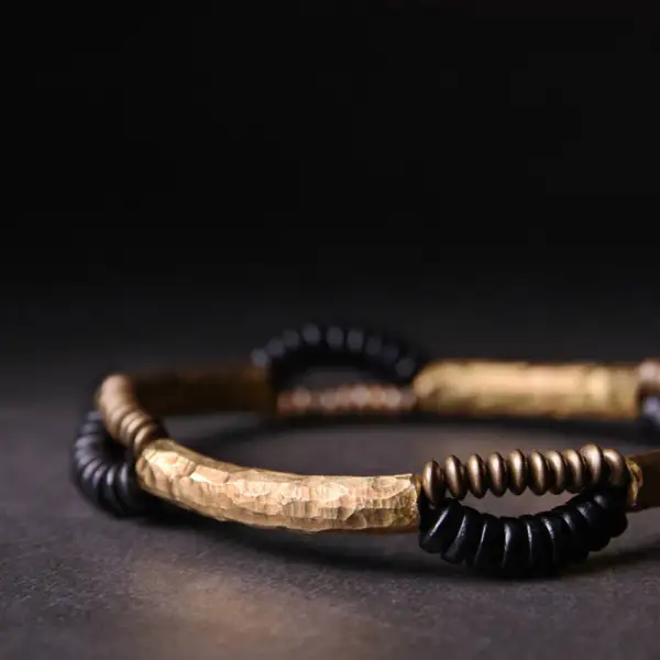 Vintage Ebony Wood Copper Handmade Bracelet