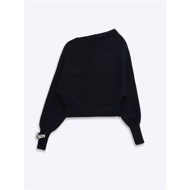 Off Shoulder Knit Sweater Loose Fit Top