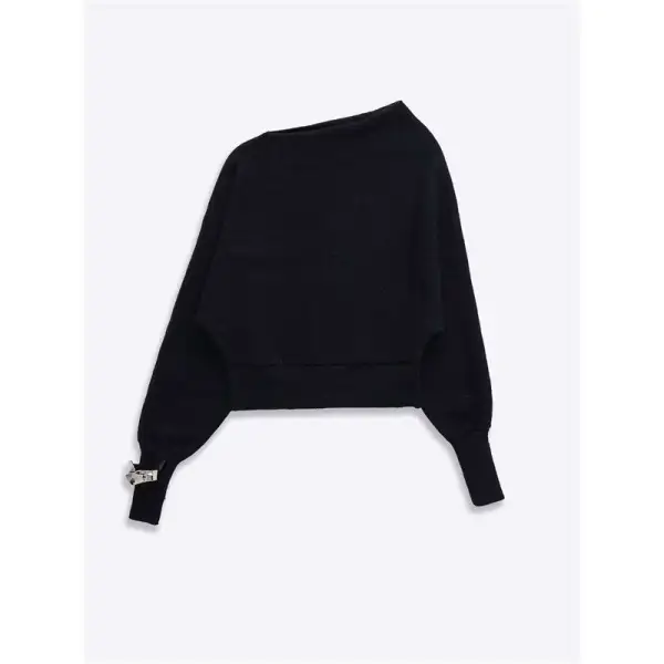 Off Shoulder Knit Sweater Loose Fit Top