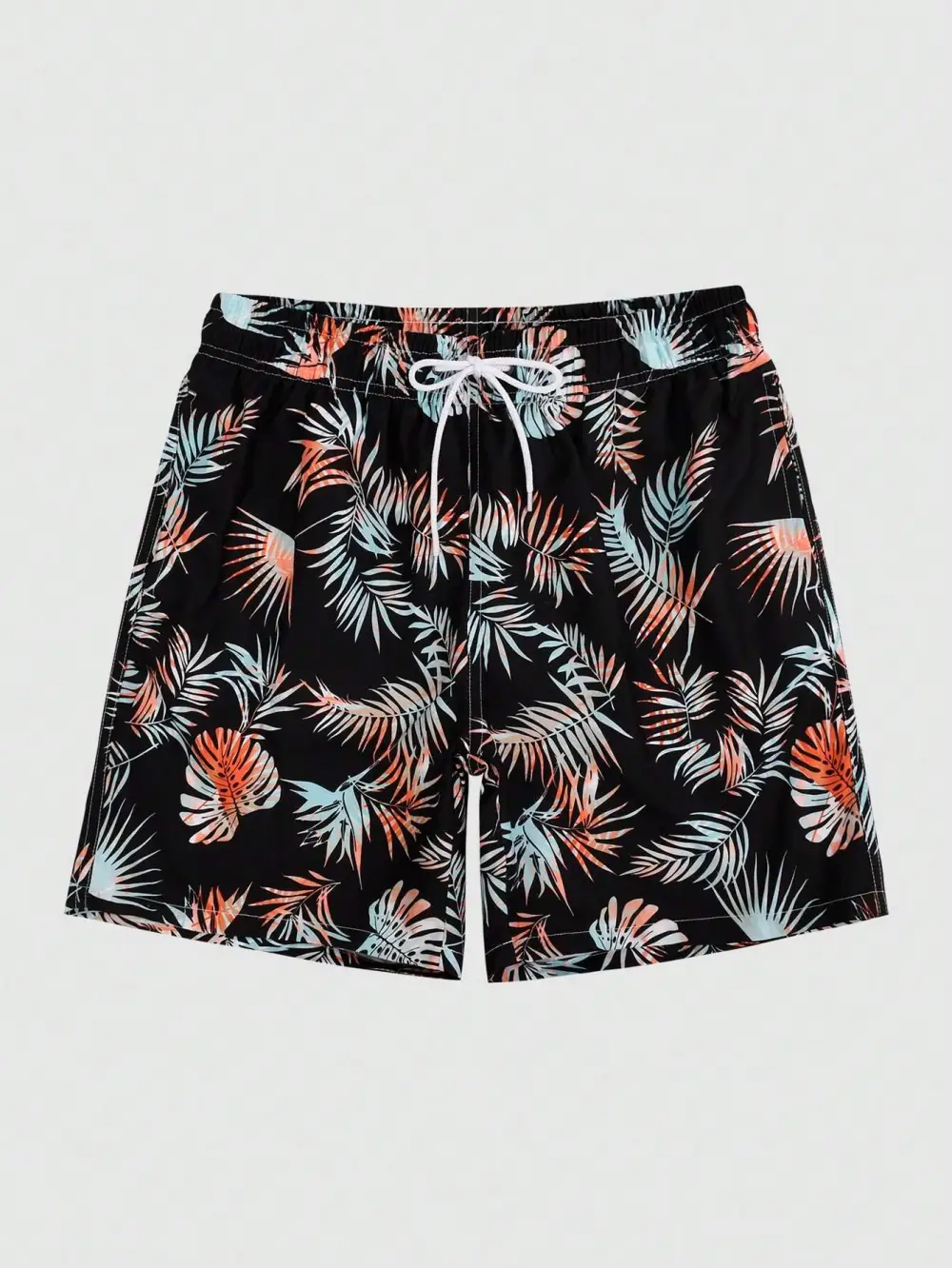 Men's Tropical Drawstring Print Swim Trunks