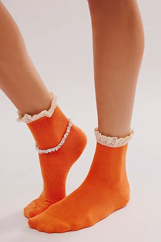Waffle Knit Ankle Socks green