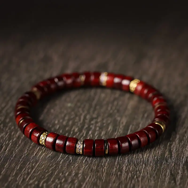 Rosewood Ebony Wood Barrel Bead Minimalist Bracelet