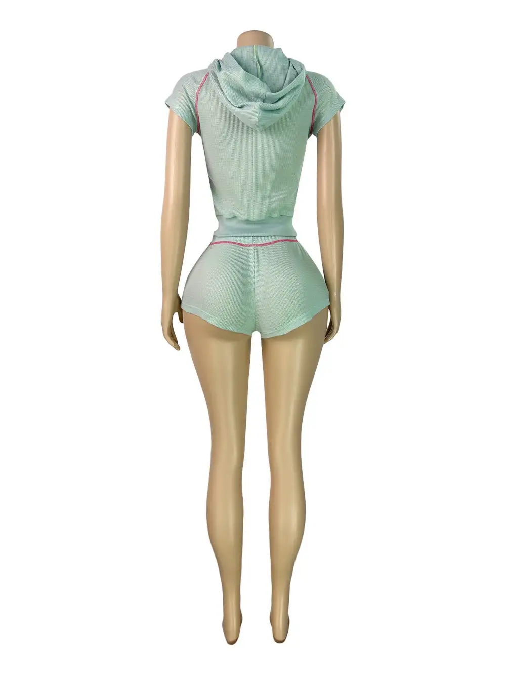 Waffle Knit Hooded Two Piece Set